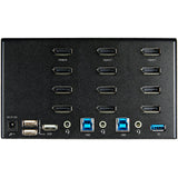 StarTech.com Switch Conmutador KVM de 2 Puertos DisplayPort 1.2 para 4 Monitores - DP HDR UHD 4K de 60Hz - Hub Ladrón de 2 Puertos USB 3.0 (5Gbps) - 4 Puertos USB 2.0 Audio Hotkeys (SV231QDPU34K)