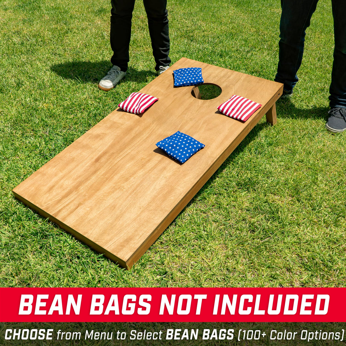 GoSports - Juego de Cornhole de Madera con Acabado marrón Claro, Incluye Funda de Transporte