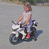 TURBO CHALLENGE - Honda CBR1000RR - Portador Eléctrico - 119178 - Moto - Blanco - Listo para Rodar - Máximo 30Kg - Plástico - Baterías Recargables - A Partir de 3 años