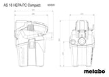 METABO MÁQUINAS METABO 602029850-Aspirador versión SIN BATERÍAS 18V Li-Ion AS 18 HEPA PC Compact, 1400 W, 35 Liters, Multicolor