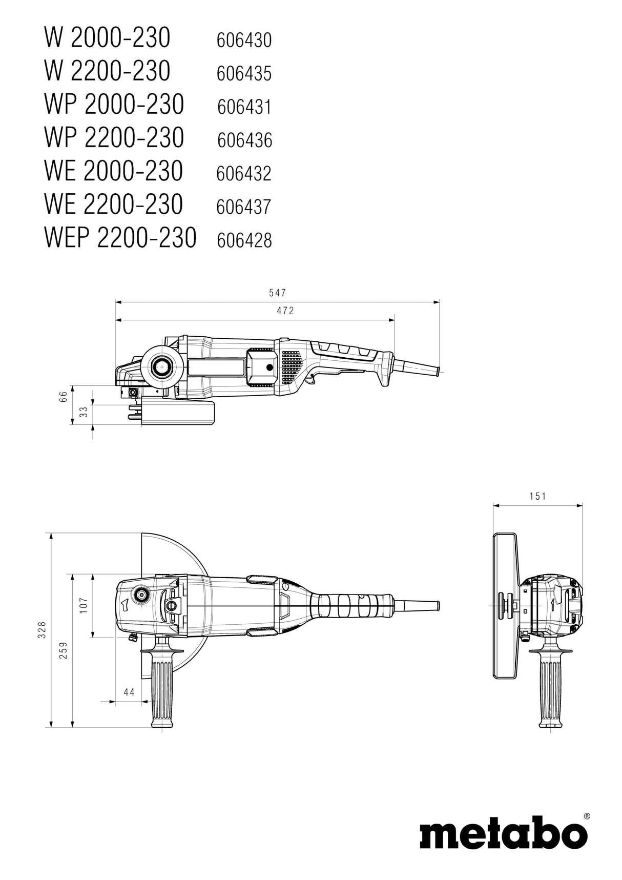WE 2200-230 (606437000) Amoladora angular