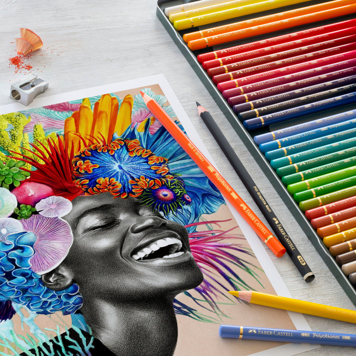 Faber-Castell 110060 - Estuche de Metal con 60 Ecolápices Polychromos - Multicolor