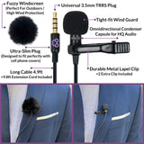 Purple Panda Kit de micrófono de Solapa Lavalier de Doble entrevista (2 Unidades) para Podcast, micrófono Profesional omnidireccional con Clip, Compatible con iPhone, Android, cámara DSLR, Samsung,
