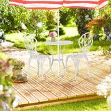 Relaxdays Mesa y Sillas Terraza, Conjunto Jardín Exterior, Aluminio Fundido, Muebles Patio Diseño Antiguo, Blanco/Bronce, 67 x 60 cm