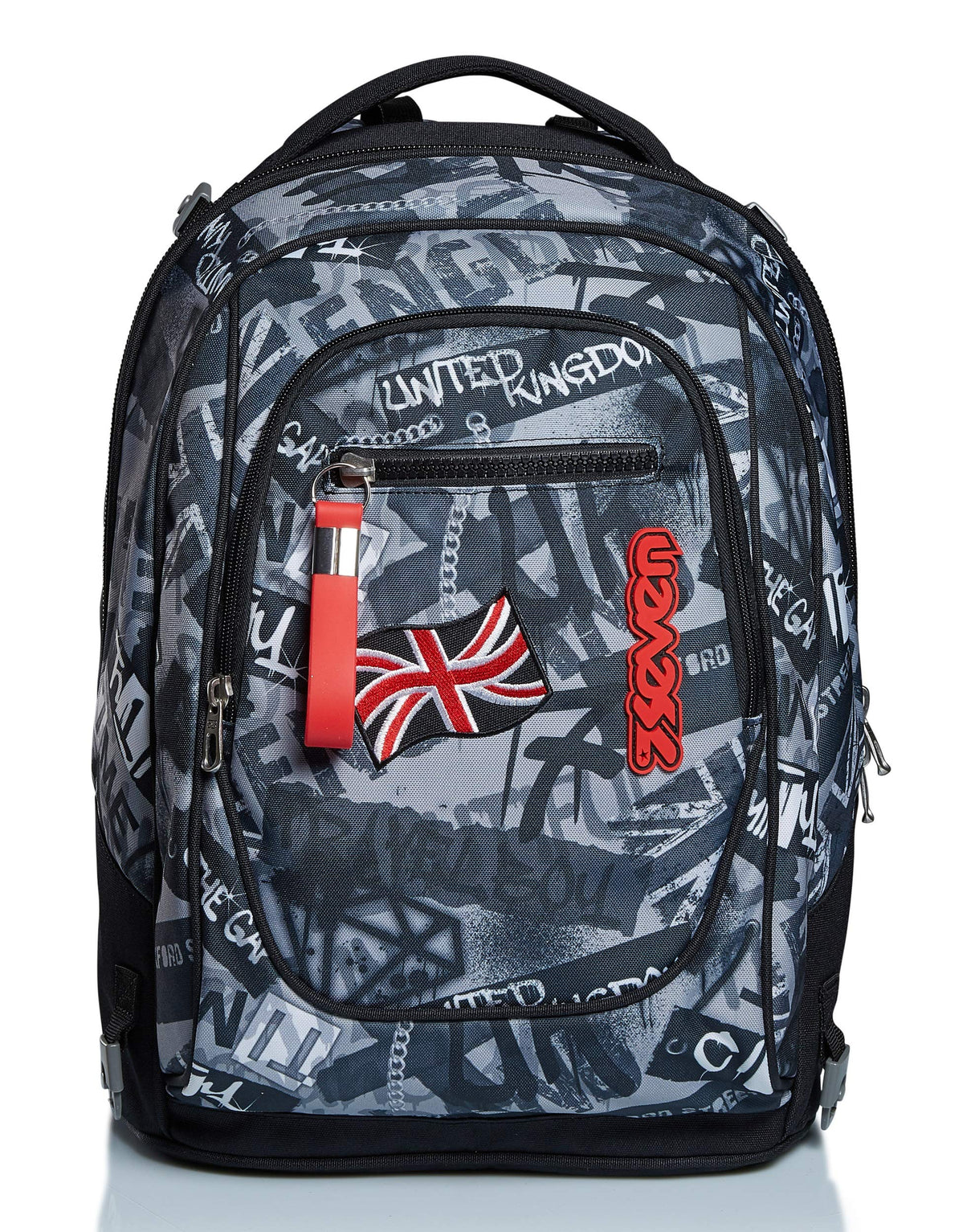 Seven Mochila Escolar Desmontable + Carro, Trolley Escolar NEW TECH KEEP FLAG, Negro - Mochila 3 en 1, Crossover System - Bolso Escolar Niños y Adolescentes - Bolsillo Frontal