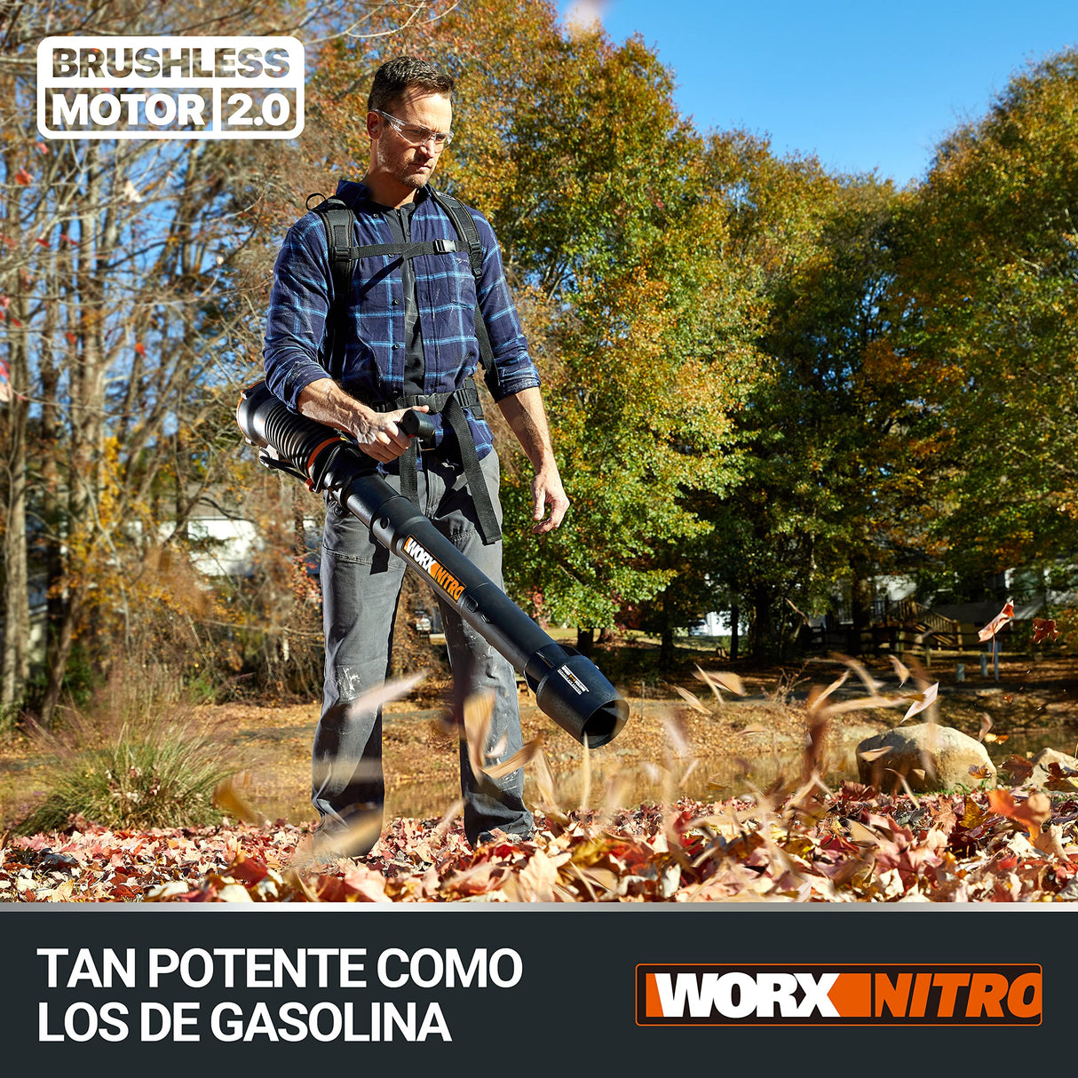 WORX Soplador de Hojas 80V Máx. WORX Nitro | WG572E | PowerShare | Incluye 4 baterías de 20V y 4Ah | Cargador Basecamp | Tecnología Air Enhacer