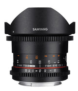 Samyang F1322406101 - Objetivo para vídeo VDSLR para Sony E (Distancia Focal Fija 8mm, Apertura T3.8-22 UMC, Ojo de pez, CSII), Negro
