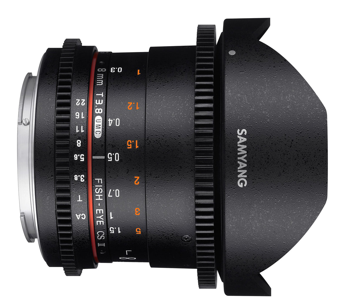 Samyang F1322406101 - Objetivo para vídeo VDSLR para Sony E (Distancia Focal Fija 8mm, Apertura T3.8-22 UMC, Ojo de pez, CSII), Negro