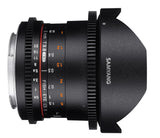 Samyang F1322406101 - Objetivo para vídeo VDSLR para Sony E (Distancia Focal Fija 8mm, Apertura T3.8-22 UMC, Ojo de pez, CSII), Negro