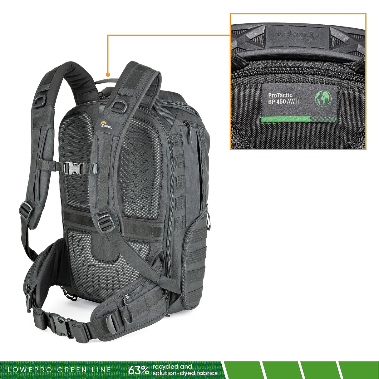 Lowepro ProTactic 450 AW II versión previa, Black Pro Mochila Modular para Portátil hasta 15 pulg., Tablet, Canon/Sony Alpha/Nikon DSLR, CSC Sin Espejo y Drones dji Mavic LP37177-GRL, Negro