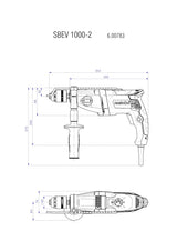 METABO 600783500 - Taladro percutor Eléctrico con cable SBEV 1000-2 (portabrocas Futuro Plus) 1000W con maletín