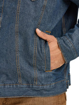 Wrangler Chaqueta vaquera con forro de estilo occidental para hombre, Denim/Blanket, XX-Large