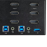 StarTech.com Switch Conmutador KVM de 2 Puertos DisplayPort 4K para 3 Monitores - Vídeo de 4K y 60Hz Ultra HD HDR - Hub Ladrón USB 3.0 de 2 Puertos y 4 Puertos USB 2.0 Audio HotKey TAA (SV231TDPU34K)