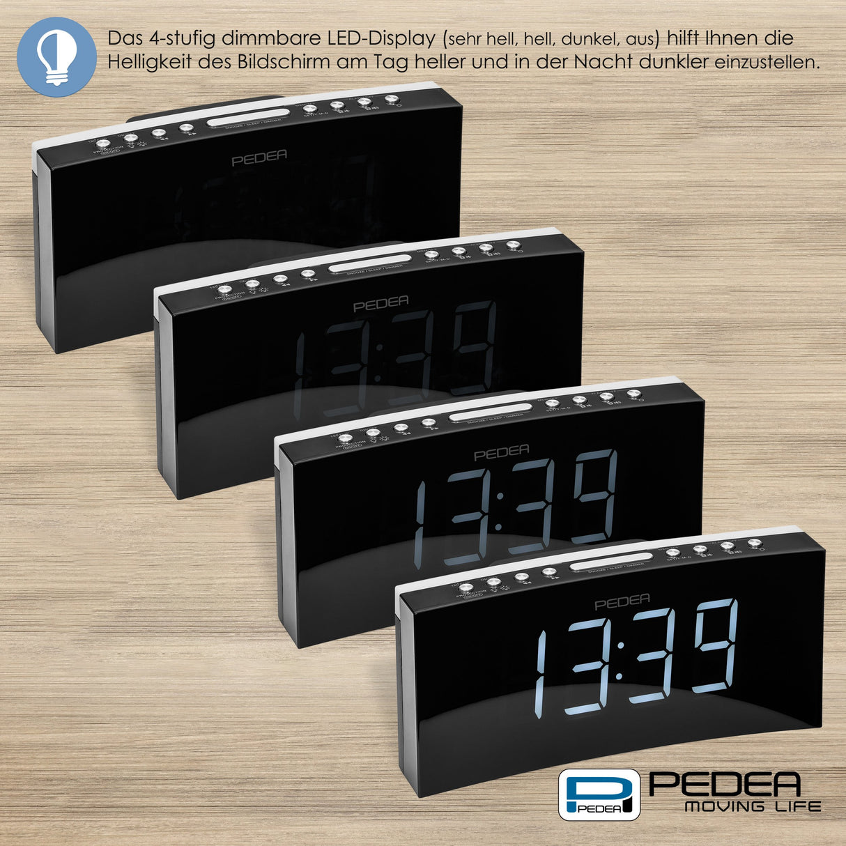 PEDEA 55005200 - Radio (Reloj, FM, 87,5 - 108 MHz, Sintonización automática, LED, Negro, Gris)