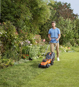 BLACK+DECKER BCMW3336N-XJ - Cortacésped eléctrico de 36V, Ancho de corte de 33 cm, 5 alturas ajustables de 25 a 65 mm, Cuchilla de acero, Ideal hasta 600m², Depósito 35L, No incluye batería/cargador