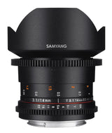 Samyang F1312609101 - Objetivo para vídeo VDSLR para Micro Cuatro Tercios (Distancia Focal Fija 14mm, Apertura T3.1-22 ED AS IF UMC II), Negro