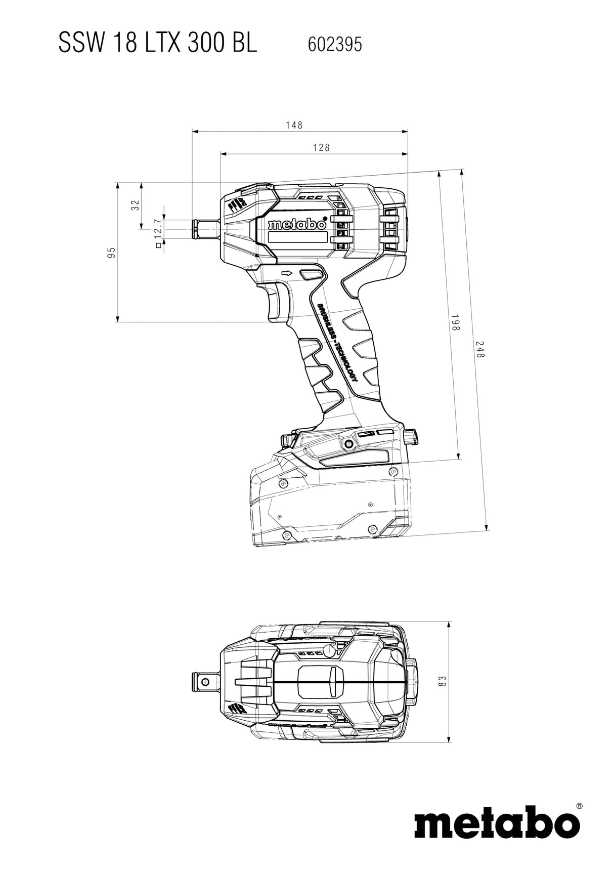 metabo Atornillador de Impacto Inalámbrico SSW 18 LTX 300 BL 18V Motor Sin Escobillas 300 Nm Compacto Eficiente