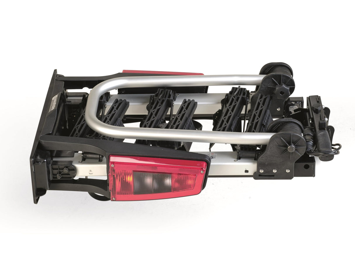 Westfalia Portabicicletas Bikelander para Enganches, para 3 Bicicletas, Apto para Bicicletas eléctricas, Plegable, Luces híbridas LED