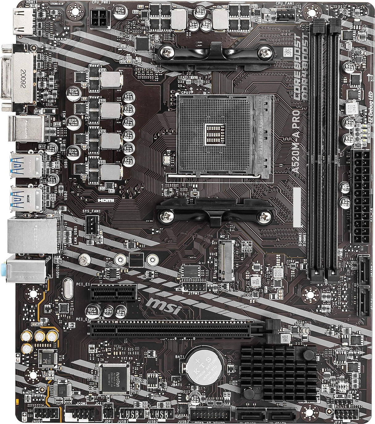 MSI Placa Base para Juegos A520M-A Pro (AMD Ryzen 5000, AM4, DDR4, PCIe 3.0, SATA 6Gb/s, M.2, USB 3.2 Gen 1, DVI/HDMI, Micro-ATX)