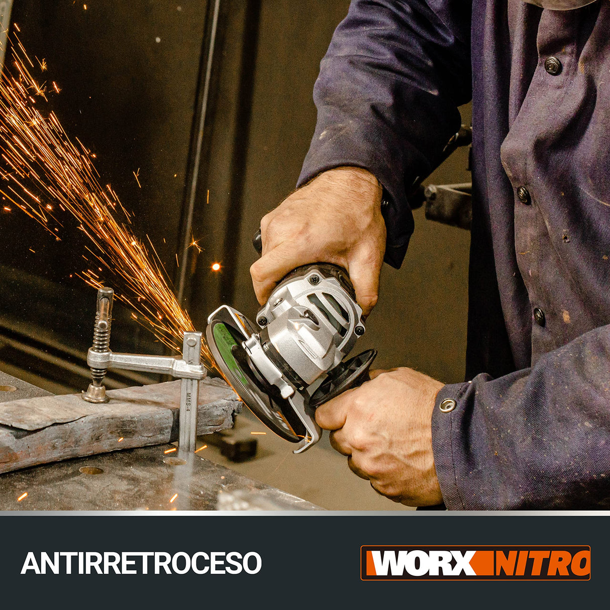 WORX Amoladora Brushless a batería 125mm 20V | PowerShare | WX812 | Incluye 1 batería 4Ah, cargador y maletín | Motor sin escobillas | Cuerpo delgado para un mejor agarre