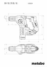 Metabo - Martillo Rotativo a Batería 18V BL 16 Motor Sin Escobillas Compacto y Ligero Potente Herramienta Eléctrica con Sistema de Baterías CAS