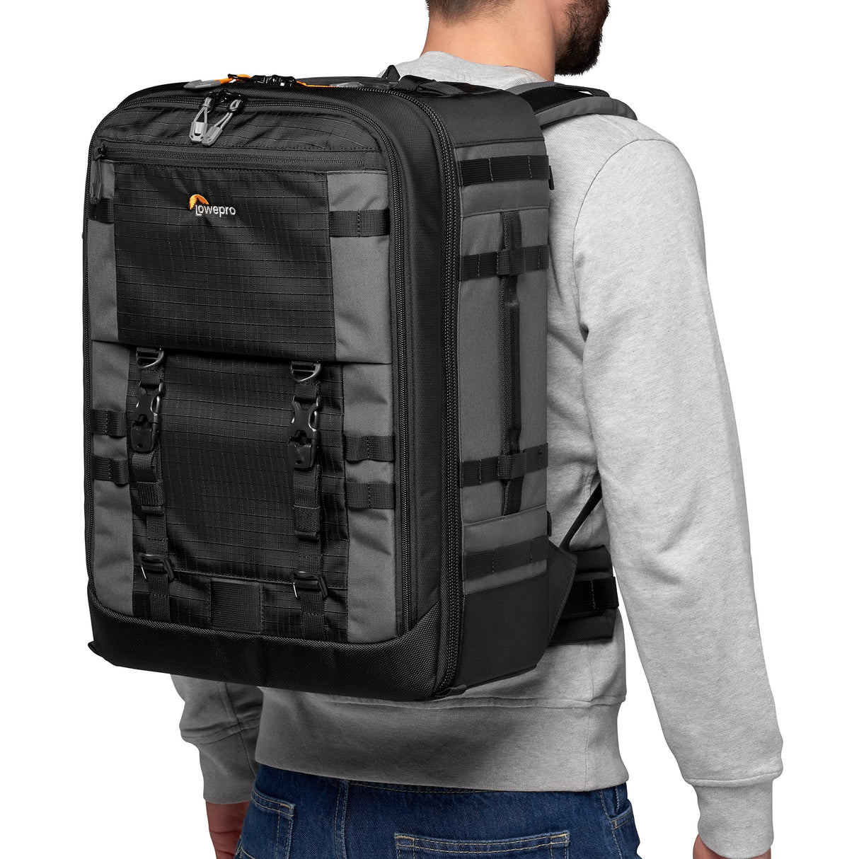 Lowepro Pro Trekker BP 450 AW II, Mochila Fotográfica para Exteriores, Tejido Reciclado, Espacio para Portátil/Tableta de 15", Maxfit, Cámara Mirrorless/DSLR, Negro/Gris Oscuro