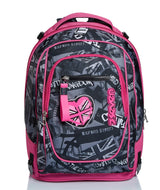 NEW TECH KEEP FLAG - Mochila Escolar 3 en 1 Desmontable + Carro, Trolley Rosa y Negro - Sistema Salva Tirantes